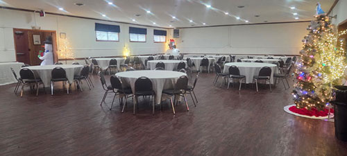 American Legion Post 251 Georgia hall with decorative chairs and tables